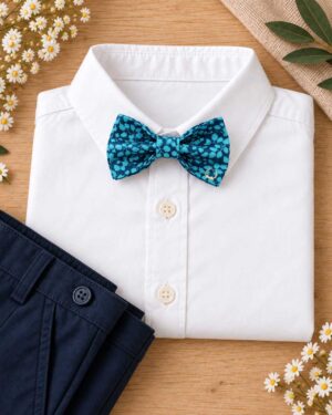 noeud papillon enfant mariage baptême, anniversaire, communion en liberty garden trail turquoise