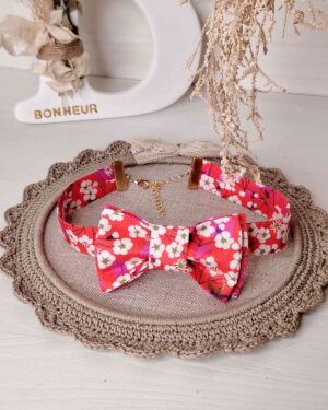 Nœud papillon femme Liberty Mitsi Hibiscus