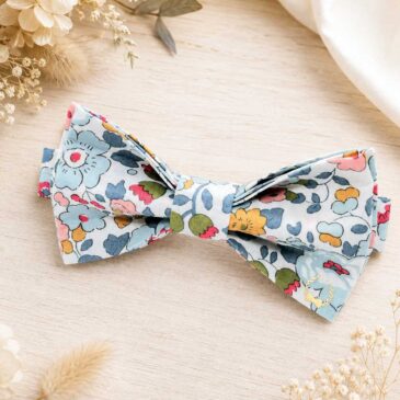 Noeud papillon pour homme Liberty betsy porcelaine, bleu, mariage, made in France, fabriqué en Occitanie