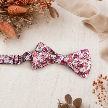 Noeud papillon et bretelles pour homme Liberty isla rose gates, bordeaux orangé, mariage, made in France, fabriqué en Occitanie