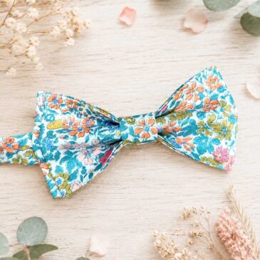 Noeud papillon et bretelles pour homme Liberty joanna louise, bleu orange et rose,mariage, made in France, fabriqué en Occitanie