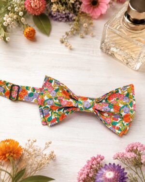 Noeud papillon et bretelles pour homme Liberty nectar tutti frutti mariage, made in France, fabriqué en Occitanie