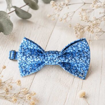 Noeud papillon et bretelles pour homme Liberty pepper bleu mariage, made in France, fabriqué en Occitanie
