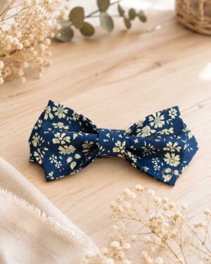 Noeud papillon pointe pour homme Liberty capel bleu marine mariage, made in France, fabriqué en Occitanie