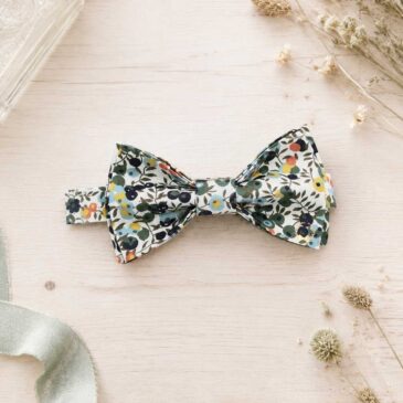 Noeud papillon pour homme Liberty wiltshire automne, vert, mariage, made in France, fabriqué en Occitanie