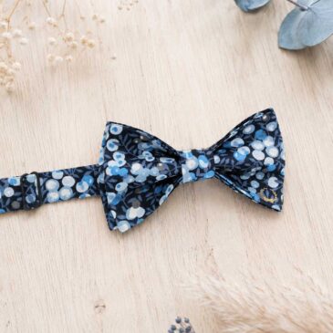 Noeud papillon pour homme liberty wiltshire bleu, mariage, made in France, fabriqué en Occitanie