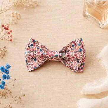 Noeud papillon pour homme Liberty wiltshire bud noisette, brun et bleu, mariage, made in France, fabriqué en Occitanie