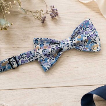 Noeud papillon pour homme Liberty wiltshire lilas, bleu pervenche, mariage, made in France, fabriqué en Occitanie
