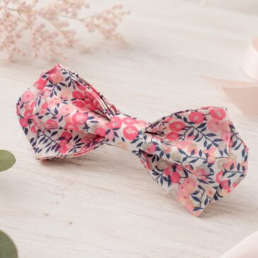 Noeud papillon pour homme Liberty wiltshire pois de senteur, rose nude, mariage, made in France, fabriqué en Occitanie