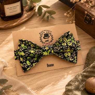 Noeud papillon pour homme Liberty wiltshire vert, mariage, made in France, fabriqué en Occitanie