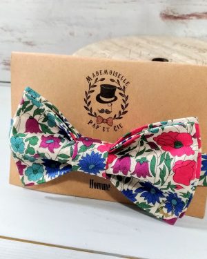 Mademoiselle Pap et Cie Noeuds Papillon Liberty Poppy and Daisy rouge Homme Made In France Fev 2020