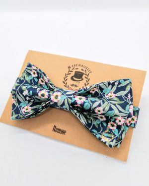 Noeud papillon homme en Liberty Brighton and Blossom bleu vert