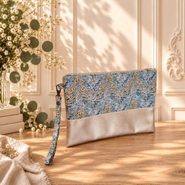 pochette à main mariée, demoiselle d'honneur, invité mariage Liberty aubrey forest citrine, mariage, made in France, fabriqué en Occitanie