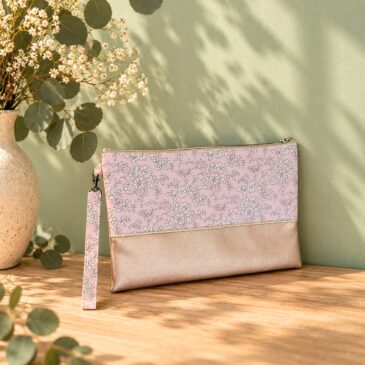 pochette à main mariée, demoiselle d'honneur, invité mariage Liberty capel rose, mariage, made in France, fabriqué en Occitanie