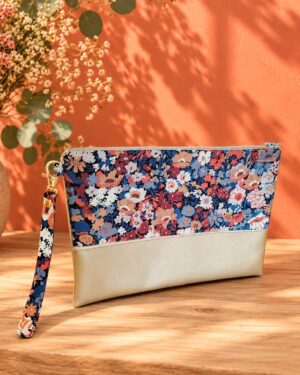 pochette à main mariée, demoiselle d'honneur, invité mariage Liberty thorpe rouille or, mariage, made in France, fabriqué en Occitanie