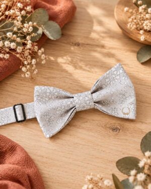 Noeud papillon et bretelles pour homme capel gris, mariage, made in France, fabriqué en Occitanie