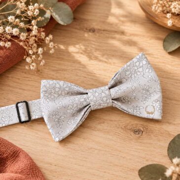 Noeud papillon et bretelles pour homme capel gris, mariage, made in France, fabriqué en Occitanie