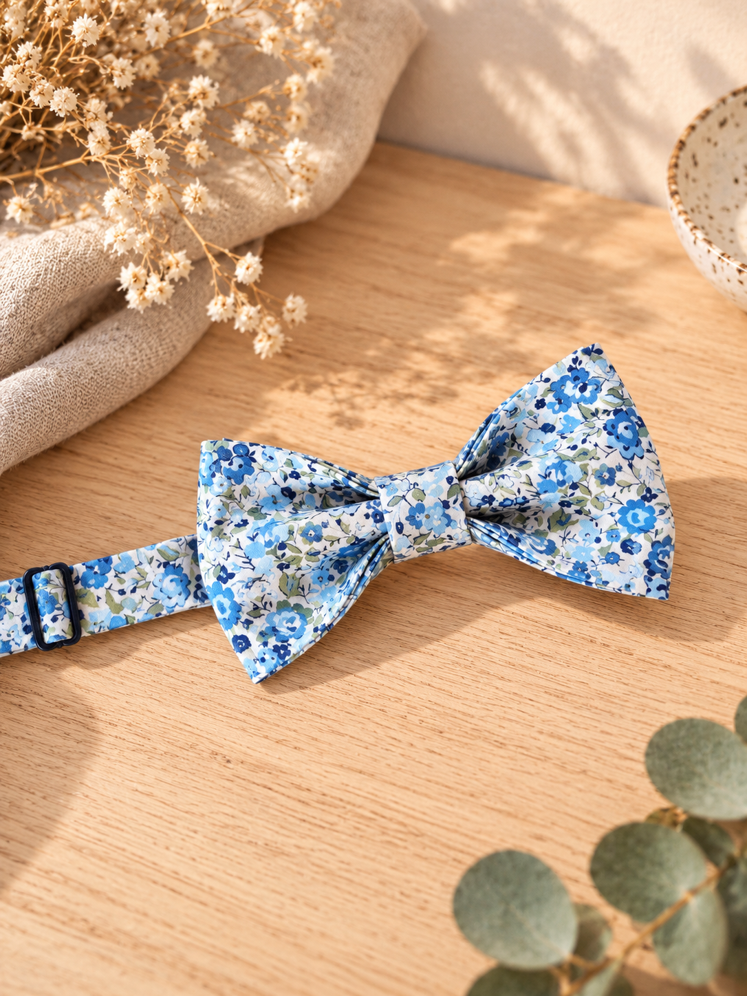 Noeud papillon et bretelles pour homme emma and georgina rana bleu, mariage, made in France, fabriqué en Occitanie
