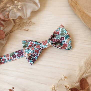 Noeud papillon pour homme Liberty sweet may rouille, brun terracotta et bleu, mariage, made in France, fabriqué en Occitanie