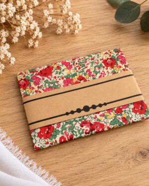 pochette costume homme mariage cérémonie, made in France en Liberty of London Claire Aude rouge et vert