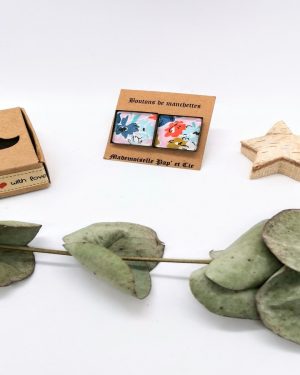 Boutons de manchettes carrés cuivre en Liberty California Bloom