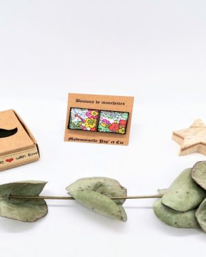 Boutons de manchettes carrés cuivre en Liberty Flower Tops Strawberries