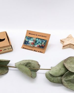 Boutons de manchettes carrés argent en Liberty Scotty's Tiger