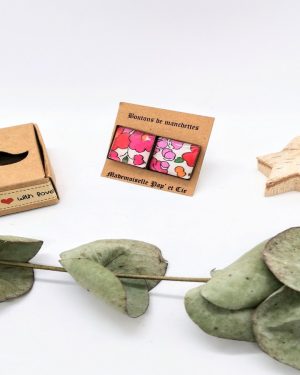 Boutons de manchettes carrés cuivre en Liberty Betsy Grenadine