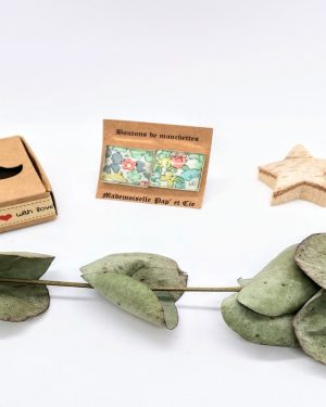 Boutons de manchettes carrés argent en Liberty Michelle chrysolite