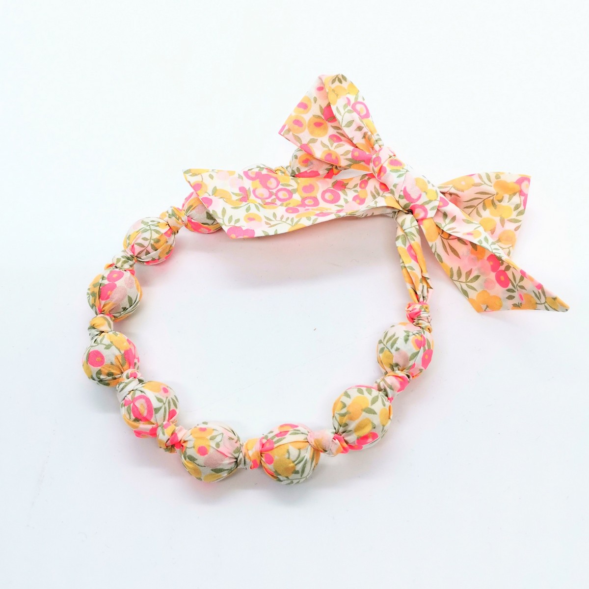 Mademoiselle Pap’ et Cie mariage Made in France collier boule Liberty Wiltshire Lemon Curd
