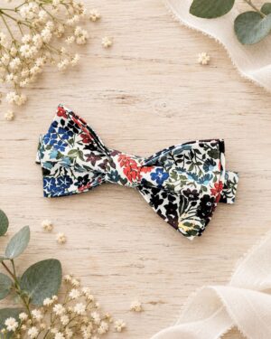 Noeud papillon pour homme Liberty sweet may blue red, brun terracotta et bleu, mariage, made in France, fabriqué en Occitanie