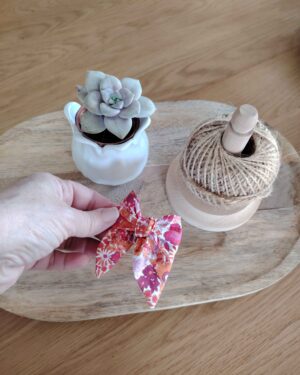 Barrette "luxe" en Liberty Margaret Annie Hibiscus Fluo