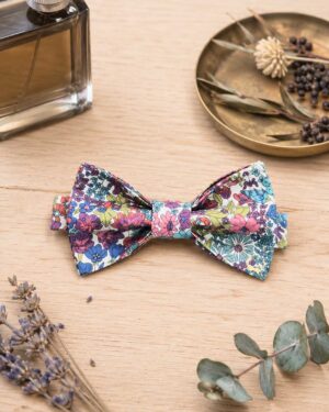 Noeud papillon pour homme Liberty margaret annie figue, violet, bleu, mariage, made in France, fabriqué en Occitanie