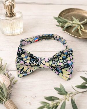 Noeud papillon pour homme Liberty Wiltshire bleu mauve, mariage, made in France, fabriqué en Occitanie