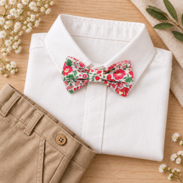noeud papillon enfant mariage baptême, anniversaire, communion en liberty d'anjo rouge