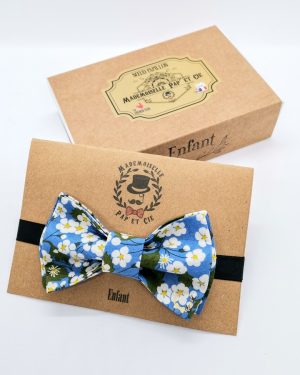 Noeud papillon enfant en Liberty Mitsi Blue Green