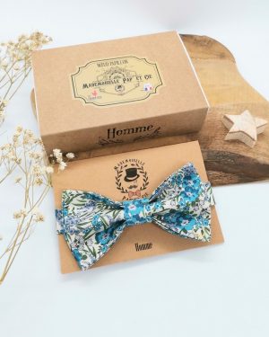 Noeud papillon homme en Liberty Swirling Petals Bleu