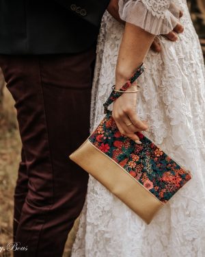 Pochette à main en Liberty Ciara Petrole