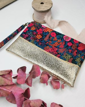 Pochette à main en Liberty Ciara Petrole