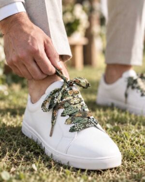 lacets baskets, converses, sneakers, docs mariage made in france en liberty of london ciara botanique vert