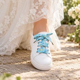 lacets baskets, converses, sneakers, docs mariage made in france en liberty of london betsy mint, bleu turquoise