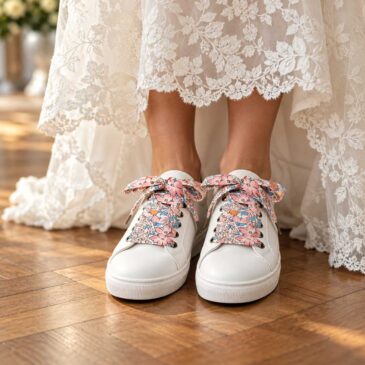 lacets baskets, converses, sneakers, docs mariage made in france en liberty of london lulworth cove, rose et bleu