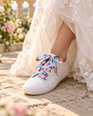 lacets baskets, converses, sneakers, docs mariage made in france en liberty of london california bloom rose et bleu