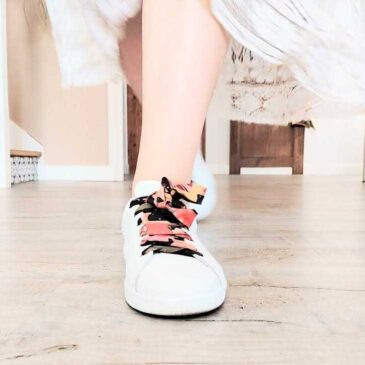 lacets baskets, converses, sneakers, docs mariage made in france en liberty of london pavillion spot cedre, noir, rose et pois or