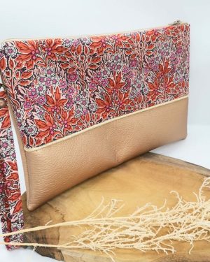 Pochette à main en Liberty Aubrey Forest Grenat