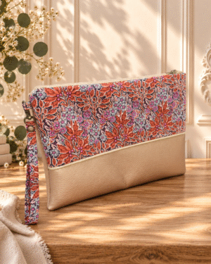 pochette à main mariée, demoiselle d'honneur, invité mariage Liberty aubrey forest grenat vintage, mariage, made in France, fabriqué en Occitanie