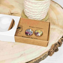 Boutons de manchettes ronds cuivre en Liberty Margaret Annie Purple