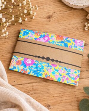 pochette costume homme mariage cérémonie, made in France en Liberty of London clare rich moutarde, rose et jaune
