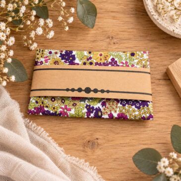 pochette costume homme mariage cérémonie, made in France en Liberty of London matgaret annie purple