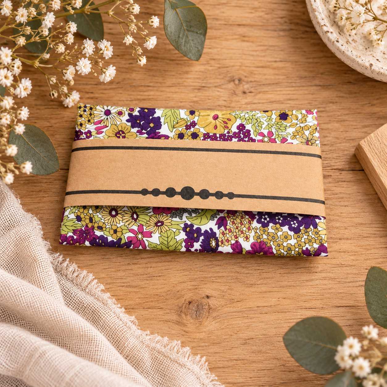 pochette costume homme mariage cérémonie, made in France en Liberty of London matgaret annie purple